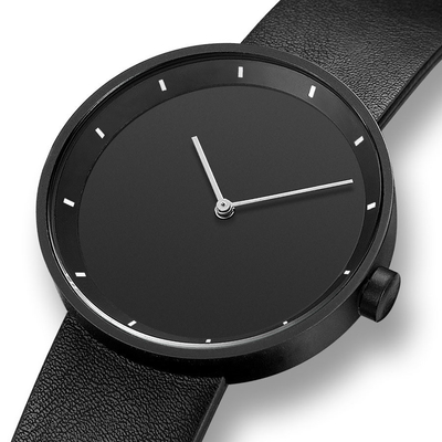Reloj de cuero de la correa del reloj ultra fino inconsútil del cuarzo para los hombres