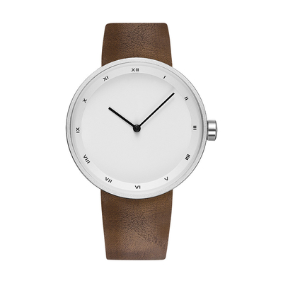 Reloj de cuero de la correa del reloj ultra fino inconsútil del cuarzo para los hombres