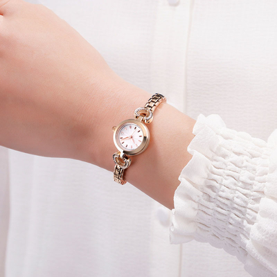 Reloj de acero inoxidable de pulido fino Diamond Encrusted Dial del cuarzo
