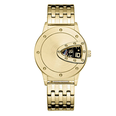 Reloj funcional de acero inoxidable con movimiento de cuarzo y pantalla de tiempo