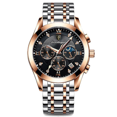 Reloj de pulsera de cuarzo de acero inoxidable con diámetro de caja de 43 mm y movimiento de cuarzo