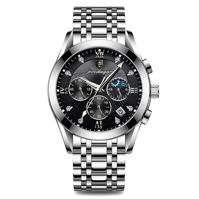 Reloj de pulsera de cuarzo de acero inoxidable con diámetro de caja de 43 mm y movimiento de cuarzo