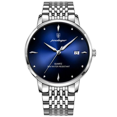Reloj de pulsera de cuarzo de acero inoxidable de 135 g de peso con pantalla de puntero