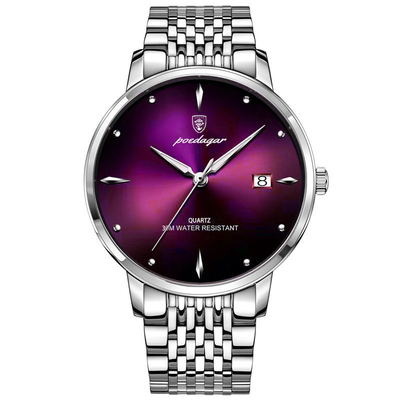 Reloj de pulsera de cuarzo de acero inoxidable de 135 g de peso con pantalla de puntero