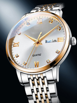 Reloj de pulsera de aleación de cuarzo de 22 cm de longitud de banda con pantalla de tiempo