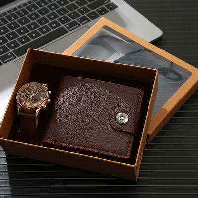 La cartera y el reloj del OEM fijaron para él alean y cubren el material con cuero Multiapplication