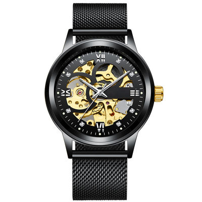 Relojes de lujo del hombre de la aleación del negocio de la luz transparente de Diamond Mechanical Watch