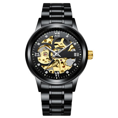 Relojes de lujo del hombre de la aleación del negocio de la luz transparente de Diamond Mechanical Watch