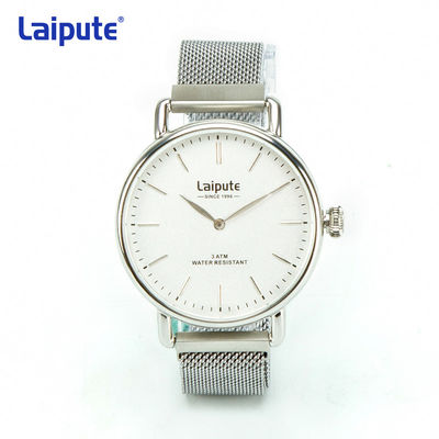 Acero inoxidable Mesh Bracelet Watch, cara blanca de acero inoxidable para hombre del OEM del reloj