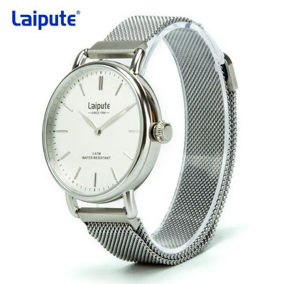 Acero inoxidable Mesh Bracelet Watch, cara blanca de acero inoxidable para hombre del OEM del reloj