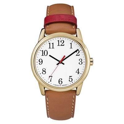 Relojes de la batería de cuarzo de Multiapplication, reloj del cuero de Brown
