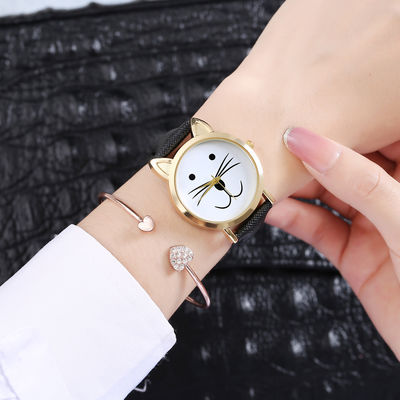 Los niños del cuarzo de ROHS miran, material de la aleación del peso de Cat Face Quartz Watch 35g