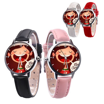 el reloj análogo de los niños 25g, reloj de cuero del cuarzo de la banda del dial de 38m m