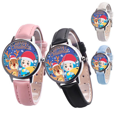 el reloj análogo de los niños 25g, reloj de cuero del cuarzo de la banda del dial de 38m m