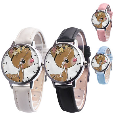 el reloj análogo de los niños 25g, reloj de cuero del cuarzo de la banda del dial de 38m m