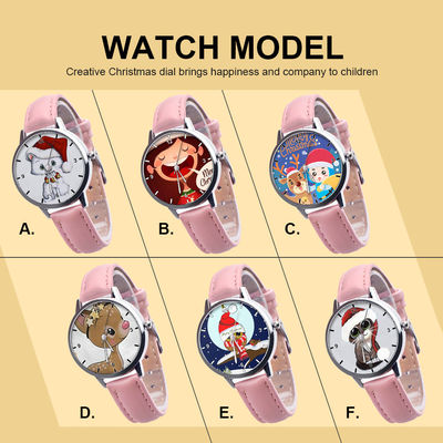 el reloj análogo de los niños 25g, reloj de cuero del cuarzo de la banda del dial de 38m m