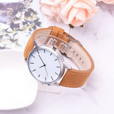 Relojes personalizados para el tipo de cuero de la corona de la ronda del peso de la banda 52g de los hombres