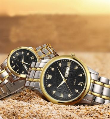 Reloj impermeable del cuarzo de los pares 5ATM, Diamond Couple Watches impermeable a la arena