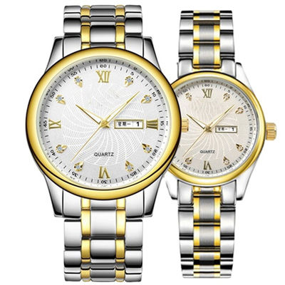 Reloj impermeable del cuarzo de los pares 5ATM, Diamond Couple Watches impermeable a la arena