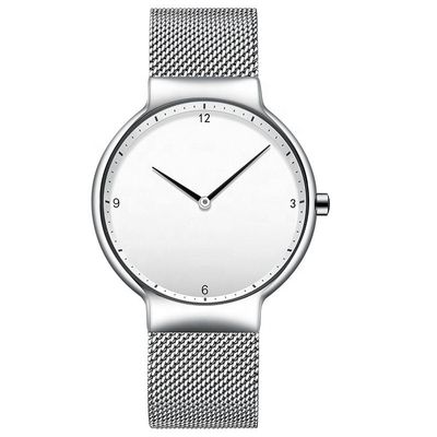 Reloj de acero inoxidable de la correa del negro negro del dial, reloj trasero de acero inoxidable del cuarzo