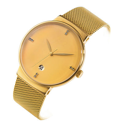 el cuarzo de acero de la contraportada 316L mira inoxidable, oro Tone Stainless Steel Watch