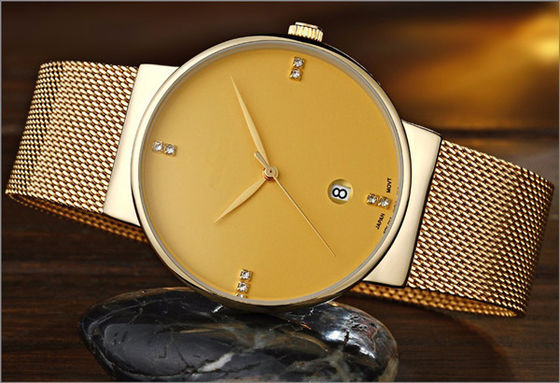 el cuarzo de acero de la contraportada 316L mira inoxidable, oro Tone Stainless Steel Watch