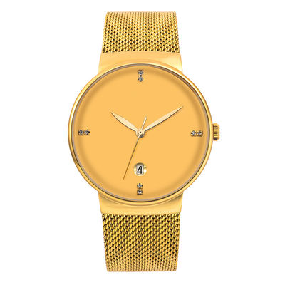 el cuarzo de acero de la contraportada 316L mira inoxidable, oro Tone Stainless Steel Watch