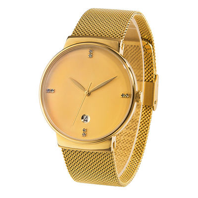 el cuarzo de acero de la contraportada 316L mira inoxidable, oro Tone Stainless Steel Watch