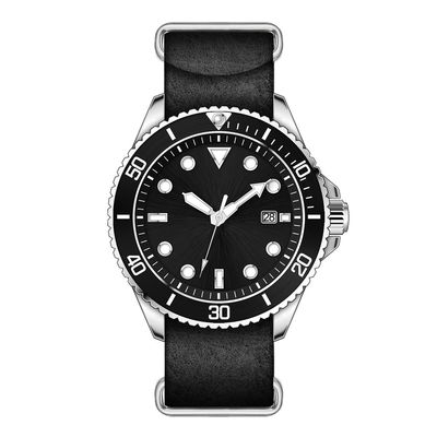 Relojes automáticos para hombre pulidos con chorro de arena, relojes de acero de la correa del negro de la galjanoplastia de PVD