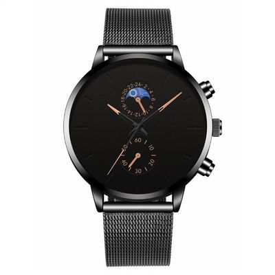 Reloj de acero inoxidable electrochapado Moonphase 3ATM 3eyes 6hands del cuarzo