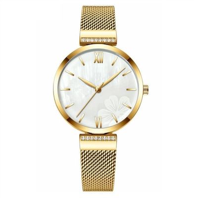 Rose Gold Scratchfree del cuarzo 3ATM de las mujeres impermeables del reloj