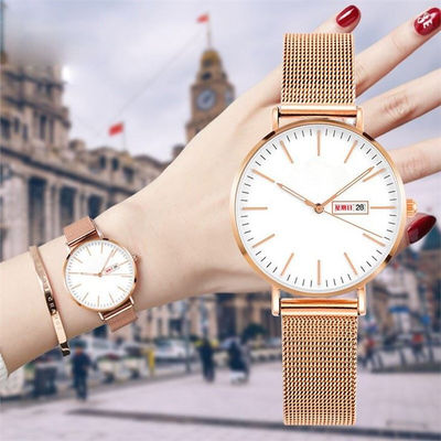 Reloj 3BAR 3Needles hidrófugo de Rose Gold Women Quartz Wrist