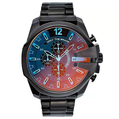 Caja de acero inoxidable de los relojes para hombre grandes del dial del movimiento del cuarzo
