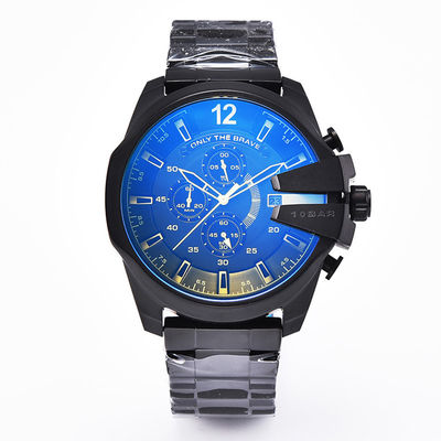 Caja de acero inoxidable de los relojes para hombre grandes del dial del movimiento del cuarzo