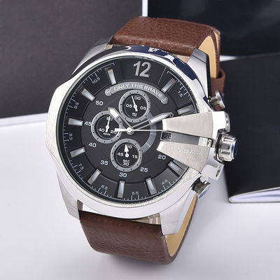 Caja de acero inoxidable de los relojes para hombre grandes del dial del movimiento del cuarzo