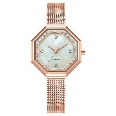 Prenda impermeable exquisita Mesh Belt de acero de Diamond Female Watch Japanese Movement