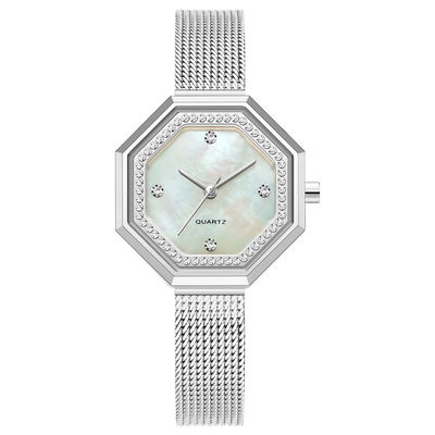 Prenda impermeable exquisita Mesh Belt de acero de Diamond Female Watch Japanese Movement