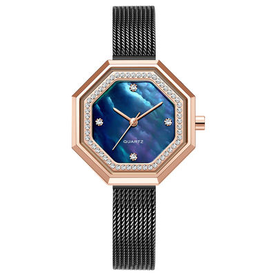 Prenda impermeable exquisita Mesh Belt de acero de Diamond Female Watch Japanese Movement