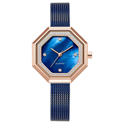 Prenda impermeable exquisita Mesh Belt de acero de Diamond Female Watch Japanese Movement