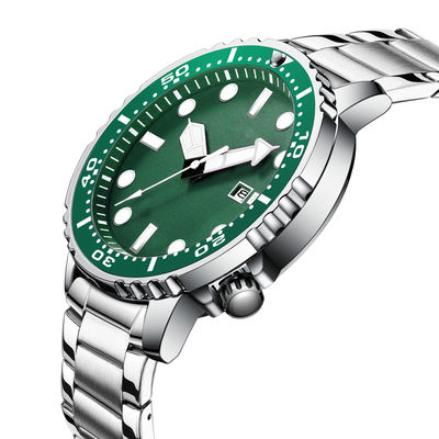 El fantasma casual del agua del reloj del cuarzo de los deportes de los hombres de la moda mira color verde