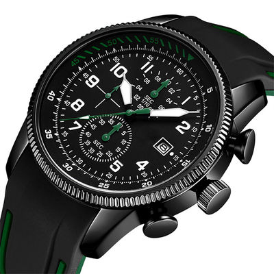 Movimiento para hombre multifuncional del cuarzo de los relojes de la aviación con la banda del silicón