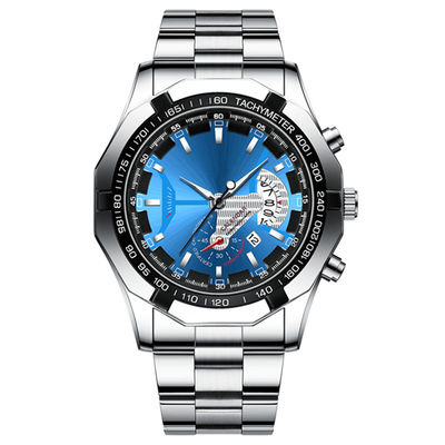 Relojes de lujo de acero inoxidables de Movt del cuarzo del reloj análogo del cronógrafo de los hombres