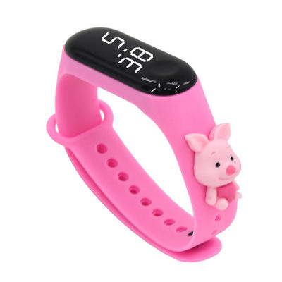 Caja rectangular de la pulsera de la historieta de los niños del silicón termoplástico electrónico del reloj