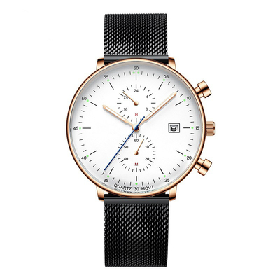 Inicial de lujo del reloj del cuarzo de la correa de cuero de la indumentaria de oficina informal de los hombres