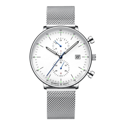 Inicial de lujo del reloj del cuarzo de la correa de cuero de la indumentaria de oficina informal de los hombres