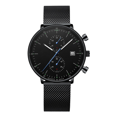Inicial de lujo del reloj del cuarzo de la correa de cuero de la indumentaria de oficina informal de los hombres