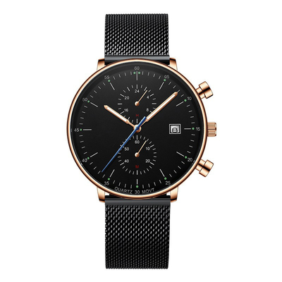 Inicial de lujo del reloj del cuarzo de la correa de cuero de la indumentaria de oficina informal de los hombres