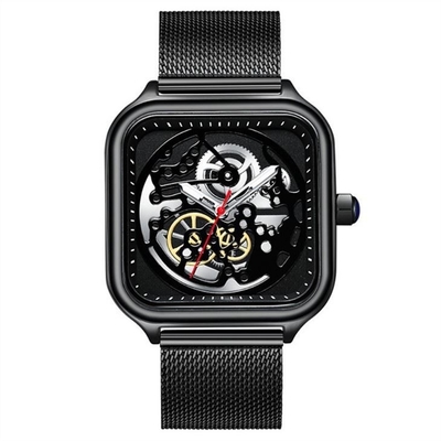 Reloj cuadrado para mujer mecánico hueco del cuarzo de Japón Movt del reloj de los hombres del encanto