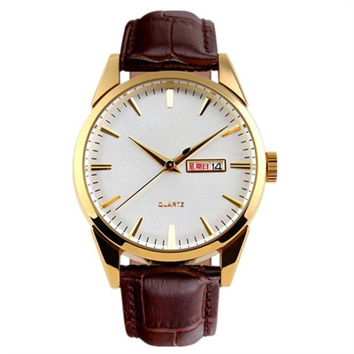 Junte los relojes del movimiento del cuarzo con negocio clásico del modelo de la gata de la correa de cuero