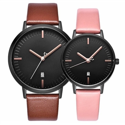 Los pares impermeabilizan el reloj del cuarzo con la fecha simple del calendario ningún dial de Digitaces